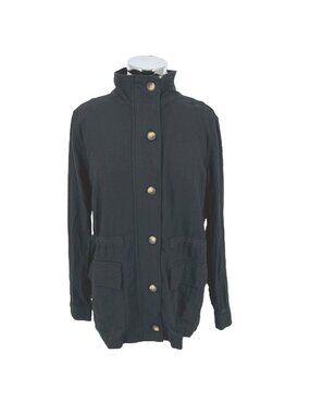 Market & Spruce Linen-Blend Utility Jacket Lightweight Black Size Small NWT